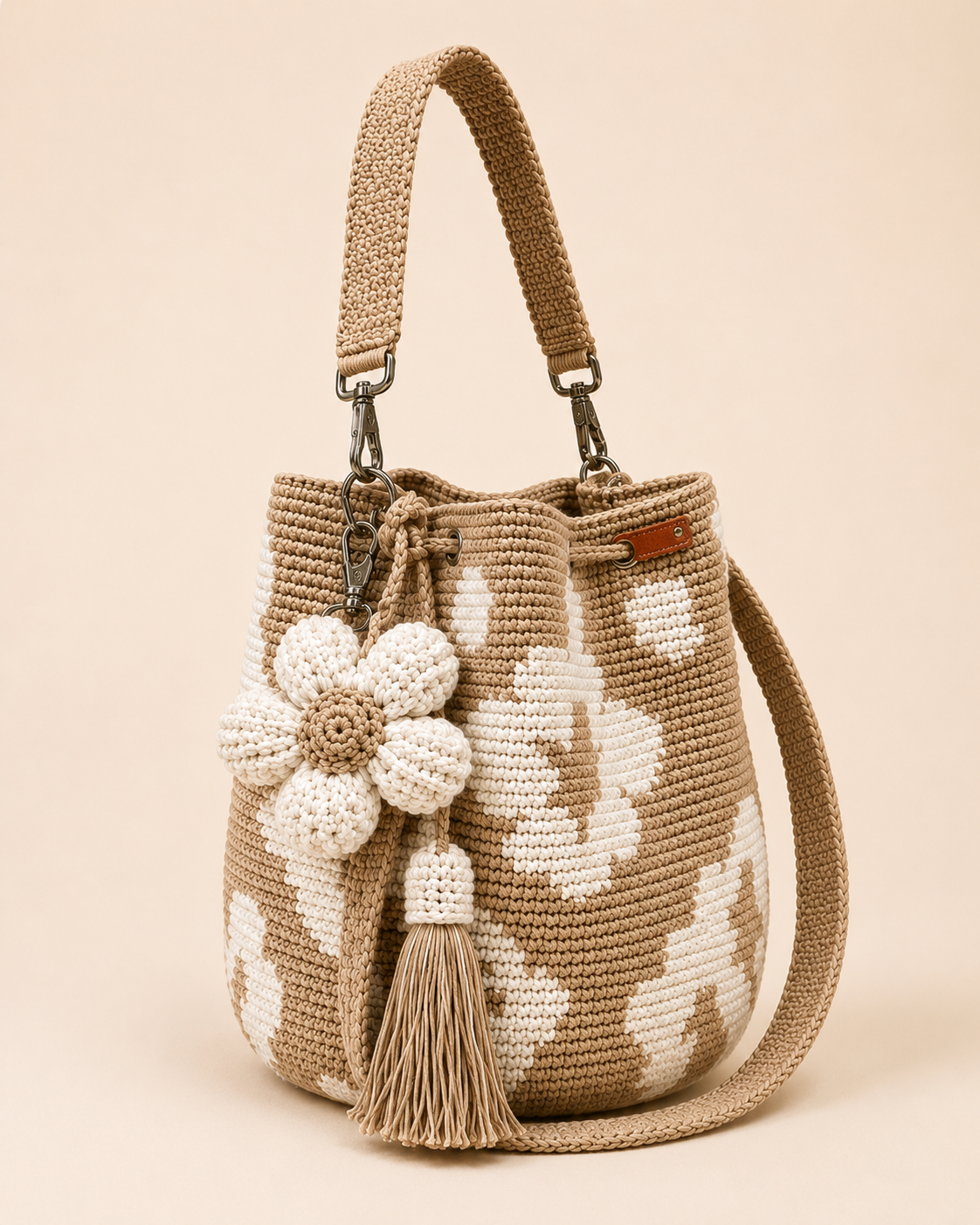 Hand-Crocheted Flower Bucket Bag